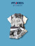 FNJ KIDS童装男童套装2024夏季帅气中小童短袖T恤薄款儿童两件套衣服 浅灰色 110cm(建议身高100-110cm)