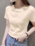 ZENGZHI NIUZAI正肩短袖t恤女2024新款夏季洋气显瘦内搭纯棉减龄设计感短款上衣 209-318黑色 M (75-105斤)