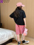 萌菲思女童夏装新款童装女套装9-12岁女孩衣服时尚中大童短袖短裤两件套 黑色套装 170码建议160-165厘米90-105斤