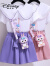 迪士尼（Disney）女童夏季短袖套装23儿童夏装网红薄款两件套中小女孩子洋气衣服潮 紫色【+包包】 110cm