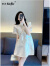 她芙（tafu）品牌女装复古连衣裙女2024夏季新款气质复古中国风立领a字旗袍裙 乳白色 S