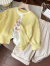 迪士尼女童春装套装2024新款春季韩版洋气女宝宝针织毛衣时尚儿童三件装 黄色打底衫 80
