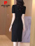 皮尔卡丹2024夏季新款感显瘦法式黑色高端设计感裙子大d码v领连衣裙女 【2622#】红色 L115斤内