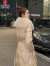 皮尔卡丹大毛领羽绒服女2023年冬季新款时尚洋气中长款过膝加厚收腰外套 卡其色 XL 115-125斤