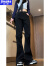 吉马克（jimake）夏季新款薄款内景大码美式微喇牛仔裤男女时尚潮流高街宽松喇叭裤 黄泥染 2XL高170-185cm150-170斤