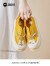 快乐玛丽（J&M）帆布鞋女士乐福鞋2023春夏新款小白鞋厚底休闲时尚一脚蹬女鞋 黄色 35