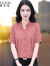 啄木鸟雪纺衫女士夏季衬衫2023年新品薄款短袖时尚气质显瘦韩版衬衣上装 皮粉 2XL