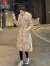 皮尔卡丹大毛领羽绒服女2023年冬季新款时尚洋气中长款过膝加厚收腰外套 卡其色 XL 115-125斤