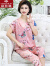 俞兆林中老年睡衣女夏薄款短袖宽松大码中妈妈家居服丝绸两件套装可外穿 粉红色-樱花 XL(建议100-115斤)