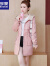 罗蒙风衣女中长款小个子2023年春秋季新款韩版气质收腰英伦风大衣外套 粉红色 XL 推荐 115-130斤