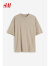 H&M男装T恤休闲柔软棉质直筒圆领短袖上衣1074658 米色 170/92