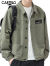卡帝乐鳄鱼（CARTELO）夹克男士工装外套男装春秋季潮流休闲茄克衫上衣服 绿色 2XL