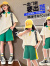G.DUCKKIDS女童夏装2024新款洋气时髦韩系大童夏季短袖套装儿童牛仔短裤外穿 米色 120