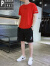 吉普（JEEP）运动休闲套装男夏季短袖短裤套装男士冰丝T恤夏天休闲两件套舒适 红色 M