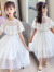 奥特曼品牌童装女童夏装连衣裙新款儿童短袖裙子女孩洋气时髦网纱公主裙 白色 110cm