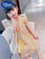 迪士尼（Disney）女童连衣裙夏季2024新款时髦旗袍裙小童女宝宝儿童装夏装汉服裙子 黄色碎花裙 80cm(80cm)