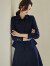 ROEYSHOUSE 罗衣知性纯色套装女秋冬新款通勤修身外套半身裙两件套07257 深蓝色 XL