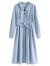 范思蓝恩23FS13347法式文艺撞色扣设计连衣裙女秋季新款裙子 蓝色 S