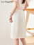 拉夏贝尔夏季纯色高级感A字半身裙女2024春季新款高腰显瘦穿搭中长裙 白色 M