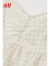 H&M夏季女装梭织面料泡泡袖连衣裙0942663 浅米色/白色格纹 155/76