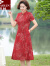 俞兆林（YUZHAOLIN）母亲节中老年女装妈妈装夏季新款气质改良旗袍裙阔太太中长款 [有口袋]红色 5XL(建议145-160斤)发货