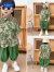 迪士尼2024年夏装男孩童装翻领短袖衬衫清新雪柳绿休闲印花帅气新潮上衣 绿色 80cm