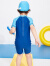 巴拉巴拉儿童泳衣套装男童游泳衣中大童小童连体泳装泳帽俏皮可爱 蓝色调00388 90cm