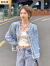 EDUX蓝色小香风短外套女秋季新款设计感女学生韩版复古牛仔上衣潮 小香风外套 S 码