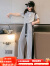 汤灵鼠儿童套装女夏季韩版10岁女孩夏装衣服时尚女童两件套洋气童装女棉 灰色套装 170码(建议身高165cm左右)