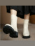 科里弗兰白色马丁靴女2023秋冬切尔西中筒靴厚底弹力短靴显瘦女靴子 黑色[常规款] 35