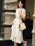 米思阳米思阳2024夏季新款优雅气质莱赛尔国风连衣裙刺绣设计感裙子0825 米白色 S