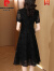 皮尔卡丹（pierrecardin）高端奢华品牌连衣裙套装女2024夏季洋气减龄时髦百搭背心裙两件装 黑色 2XL