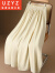 UZYZ进口新面料高级感竹纤维天丝半身裙女夏新款丝滑飘逸大摆显瘦伞裙 象牙白 有里衬 S (90-105斤)