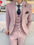 皮尔卡丹粉红色西服套装男士韩版修身休闲潮流小西装外套帅气新郎结婚礼服 红色(一件外套) S