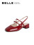 百丽法式红色包头凉鞋女女鞋新款商场凉鞋3QV33BH3 红色 34