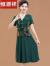 恒源祥妈妈装夏装连衣裙2024新款假两件遮肚显瘦洋气质中老年女短袖裙子 绿色 XL (建议90-105斤)