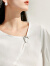 茵曼（INMAN）简约纯色衬衫2024夏季女装新款不规则斜领配胸针短袖百搭衬衣 珍珠白 S