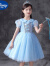迪士尼（Disney）女童爱莎公主裙夏季2024新款夏天裙子儿童夏装3-14女孩艾莎连衣裙 蓝色单裙子 130cm适合120-130cm7-8岁