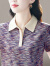 皮尔卡丹2024新款polo衫短袖t恤女夏季带领体恤休闲夏装运动上衣 紫色 M 【适合80-100斤】