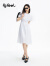 普普风2024年夏季女装新品荷叶袖收腰衬衫式连衣裙NB3L18841B 白色 S