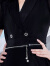 AUI连体裤女2024夏季新款设计感高腰修身显瘦黑色休闲雪纺短裤 黑色 L
