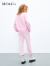 MO&Co.米奇系列剪影印花胶印棉质宽松短款美式复古卫衣女 芭比粉色 XS/155