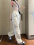 韩哚馨（HANDUOXIN） 美式休闲工装裤女高腰显瘦直筒阔腿宽松显瘦拖地 米白色 L