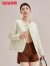 鸭鸭（YAYA）轻薄羽绒服女短款2024年冬季新款时尚新中式盘扣圆领保暖外套XH 米白色 160/84A(M)