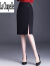 拉夏贝尔（La Chapelle）半身裙女2023秋季新款职业包臀裙开叉高腰显瘦一步裙直筒中长裙子 黑色 XL