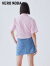 VEROMODA2023新款米妮IP联名可爱少女修身五分衬衫女 良米粉色-A28 155/76A/XS