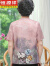 恒源祥中老年人夏装女奶奶装短袖圆领妈妈缎面衬衫套装老人夏天婆婆衣服 粉色 XXL(建议100-115斤左右)