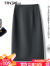 唐谜（TANGMI）上班穿西装半身裙女夏季2024新款高腰通勤裙女中长款包臀裙子 灰色长款/裙长71CM L/28(105-115斤)