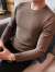 凡迪时尚春秋季男士纯色修身长袖t恤韩版紧身上衣体恤弹力休闲运动打底衫 黑色加绒 M