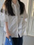 紫矜芙盐系短袖衬衫外套男女设计感小众衬衣夏季中长款外搭白色上衣 白色 S 75-90斤